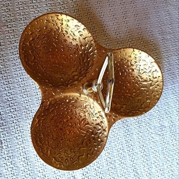 Vintage Mid Century Hand Painted 22K Weeping Gold Three Section Candy/Nut Tray - Picture 1 of 8